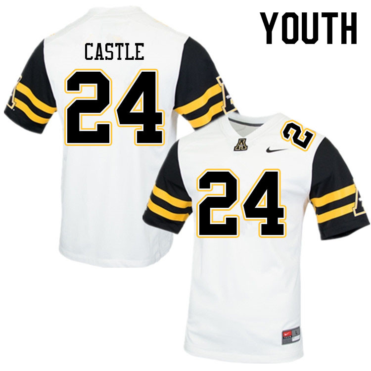 Youth #24 Anderson Castle Appalachian State Mountaineers College Football Jerseys Sale-White